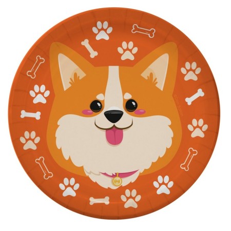 Paper plate "Corgi", in a set of 6 pcs., 18 cm