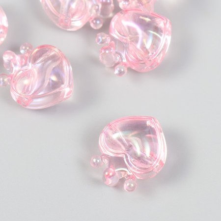 Busina for creativity plastic "heart with a pink crown" 2.1x1.4x2.5 cm-1