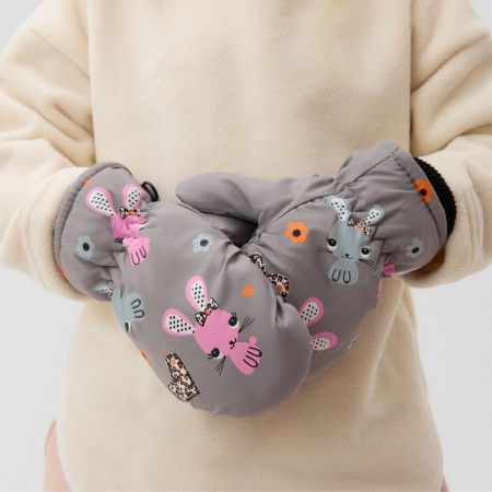 Winter children's mittens minku, gray color, 18cm-5
