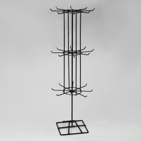 Turntable, 3 tiers of 8 hooks, 20 × 20 × 61, black color-2
