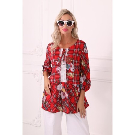 Female blouse, size 46, red color-5