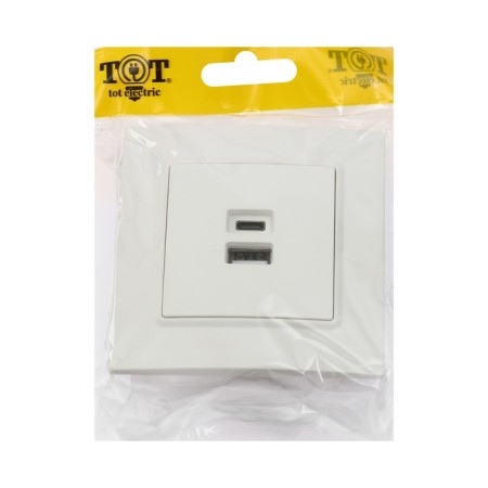Socket with USB-A + usb-C connectors, 2.1 A, 5V, TOT ELEAGANT, hidden, white-4