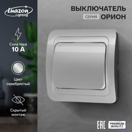 Luazon Lighting "Orion" switch, 10 A, 1 key, hidden, silver