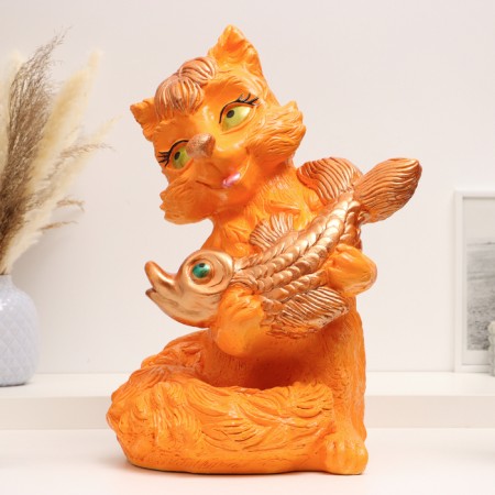 Piggy bank "Fox with fish" 40x40x30cm, redhead-1