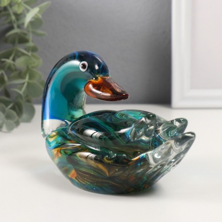 Souvenir glass "Duck-Mandarin" Green 8x15.5x9.5 cm-1