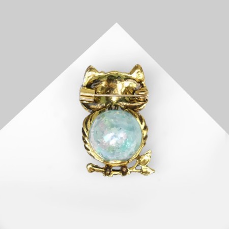 Brooch "owl" ball, color blue-blue in black gold-1