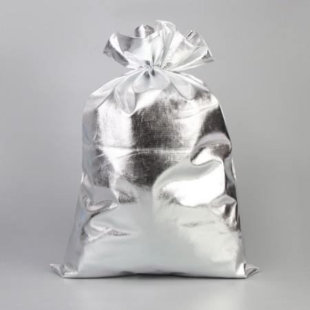 Gift bag of Santa Claus "Snowflakes", silver, 60 x 40cm-2