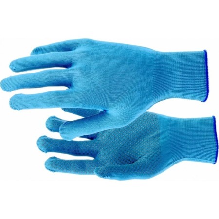 Gloves of nylon garden, knitting class 13, with PVC points, size 10, blue