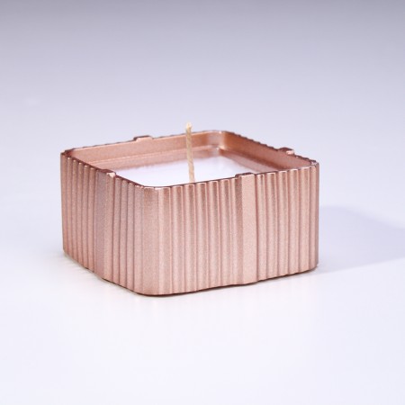 Candle "Square" in a candlestick with narrow faces of gypsum, 7.5x3.5cm, champagne-2