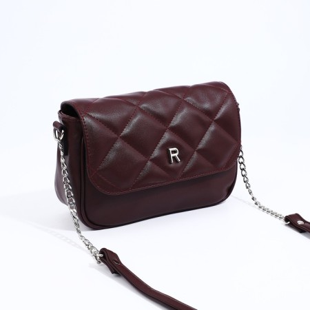 Richet bag on a magnet, outer pocket, long belt, burgundy color-2