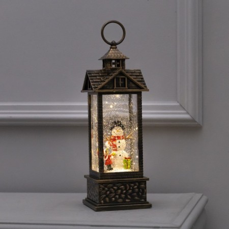 LED figure "Lantern with a snowman" 10 × 30 × 10 cm, plastic, AAX3 batteries (not in the kit), USB, glow warm white