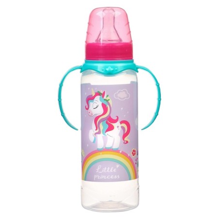 A bottle of feeding "Unicorn", classic throat, 250 ml., 3 months, cylinder, with handles-2