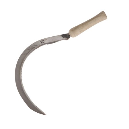 Sickle "Travnik", 14 "(35.6 cm), blade thickness 2 mm, handle of wood, Greengo