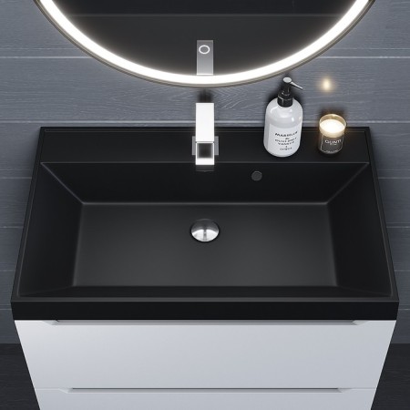 Sink uperwood Classic quartz 70 cm, quartz, black matte, coal-1