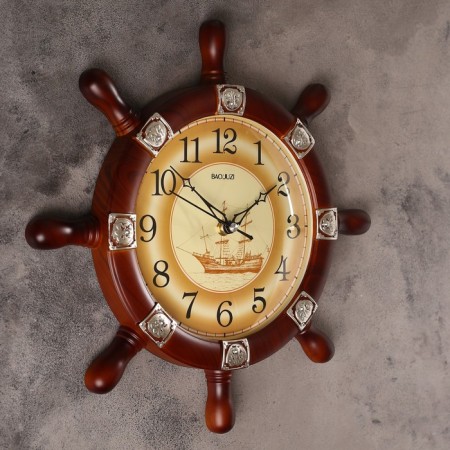 Wall clock, series: sea, "helm", smooth move, 34 x 34 cm, d-18.5 cm,-1