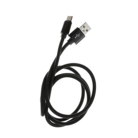 Type- C cable - usb, 2.1 a, nylon braid, 1 meter, black-2