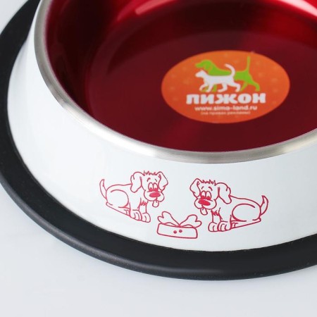 A bowl with a non-slip base decorative color, 230 ml, white-red-3