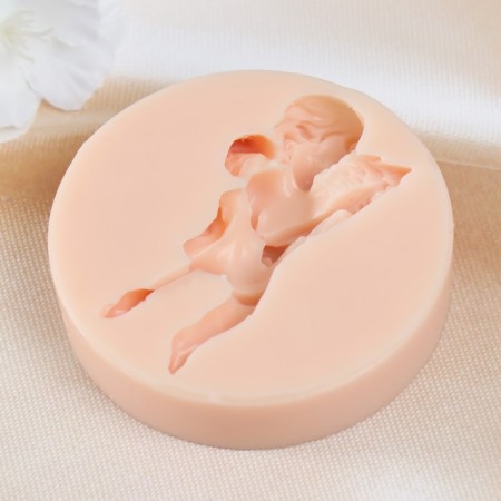 Mold Silicon "Angel with a lute" 7.3x4.3x1.7 cm-2