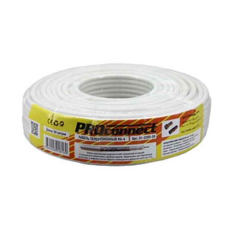 Bay Coaching Cable RG-6U, 75om, CCS/Al/Al, 48%, 50m, Indoor, white ProConnect-1