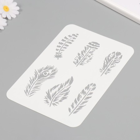 Plastic stencil "feathers", 16x24 cm-1
