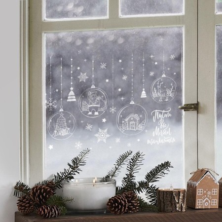 Stickers for the windows "New Year's balls", reusable, 33 x 50 cm, New Year-1