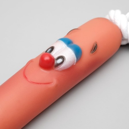 Игрушка на канате "Сосиска" для собак, 30 см (сосиска 14 см)-2