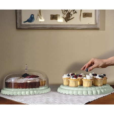 Cake stand with the Guzzini Tiffany lid, d = 36 cm, green color-1