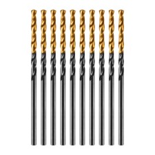Сверло по металлу DENZEL 717203, HSS-Tin, Golden Tip, 10 штук, 2 мм