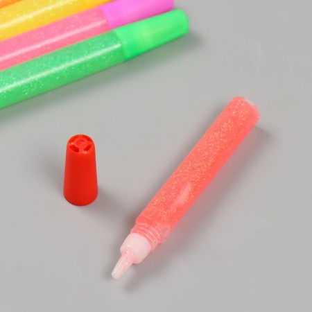 Glitter glue set 6 pcs "Neon shine" 12 grams 10.5x8x1.2 cm-2