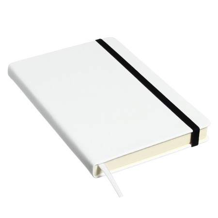 Diary of Leduced A5, 160 sheets MEGAPOLIS VELVET, solid cover, artificial leather, lies, on an elastic band, tinted block 70 g/m2, white-1