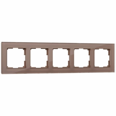 Frame W0051142, 5 FAVORIT sockets, latte, glass