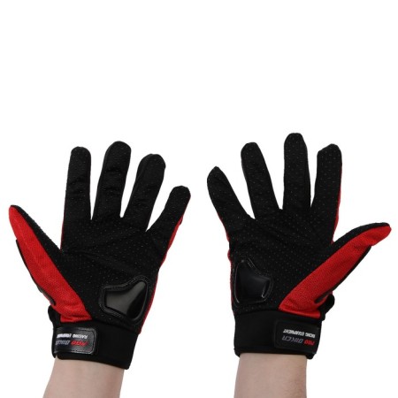 Motorcycle gloves with protective inserts, steam, size L, red-1