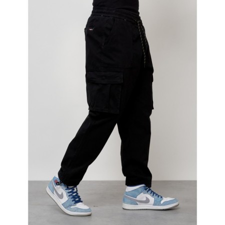 Cargo jeans male, size 56, black color-6