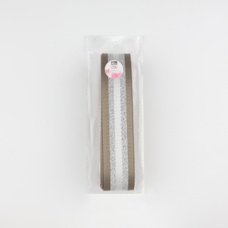 Belt belt 38mm*3 ± 0.1 m beige/white strips with lurex au-2