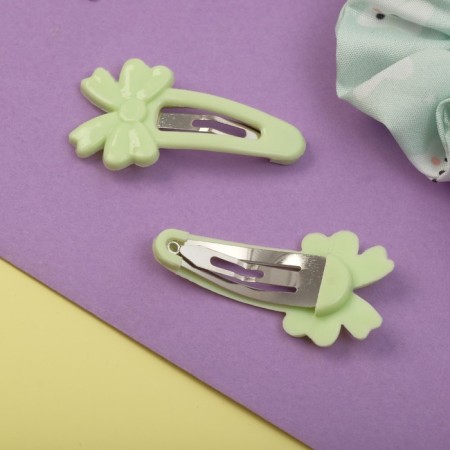 Hair Set "Militsa" 4 pcs (invisible 2 pcs - 4 cm, elastic band 2 pcs) stars, green-2