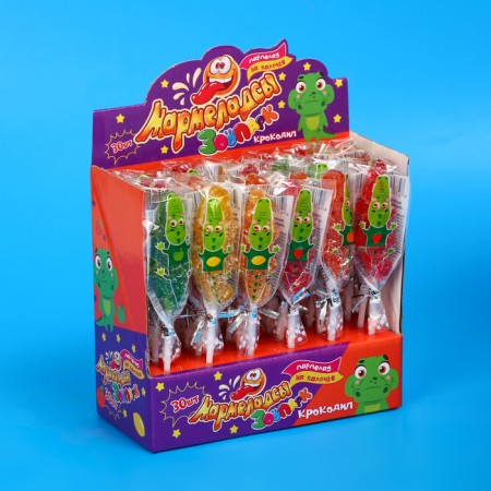Marmalade curly on the stick "Marmelads, zoo: crocodile", assorted, 14 g