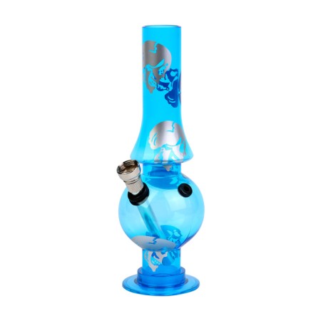 Bong, H-20.5 cm, "Skull", with a greenhouse, acrylic, blue