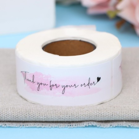 Stickers in the roll "Thank you", 250 pcs, 2.54 x 7.62 cm-1