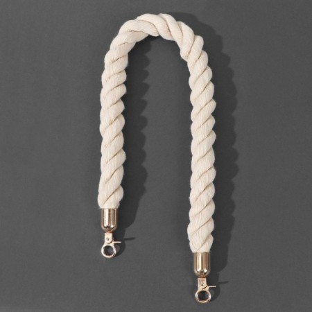 Handle for a bag, rope, 60 × 1.5 cm, with carbines, cream/gold color-1