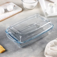Rectangular baking form Borcam, 1.3/0.9 l, 28.6 × 16 × 5 cm, with a lid
