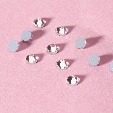 Thermocleic “cone” rhinestones, glass, ss10, d = 2.8 mm, 100 pcs, white color-1