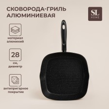 The frying pan is aluminum with anti-stick coating SL Home, D = 28 cm, h = 4.2 cm, induction, black color