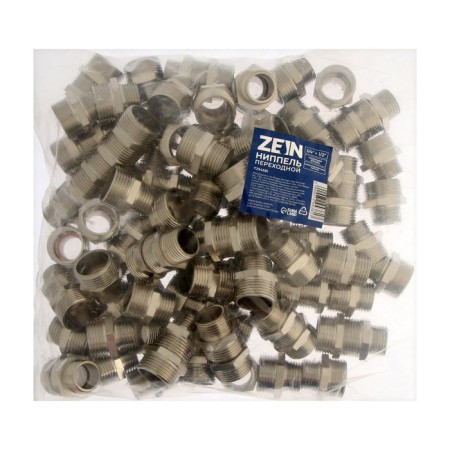 Nipple of transition zein, 3/4 "x 1/2", external thread, nickel -plated brass, packing 100 pcs-2