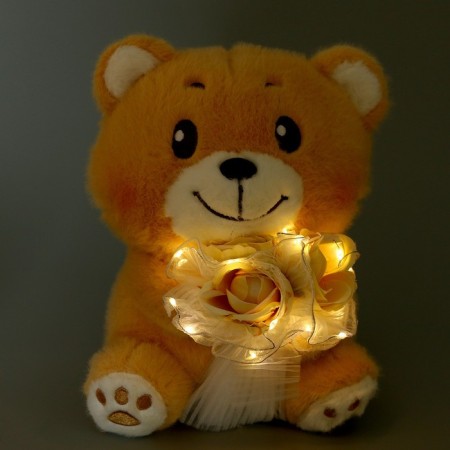 Soft toy "Bear with a bouquet", 25 cm, with a garland-3