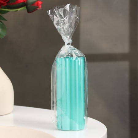 Candle-cylinder "four-leaf", 4.5x10.5 cm, tiffany, metallic, 6 hours-2