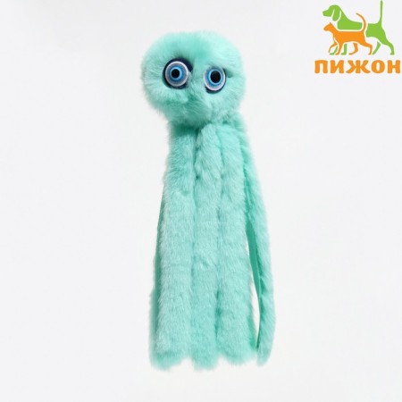 A toy for cats "octopus" from artificial fur, up to 19 cm, mint