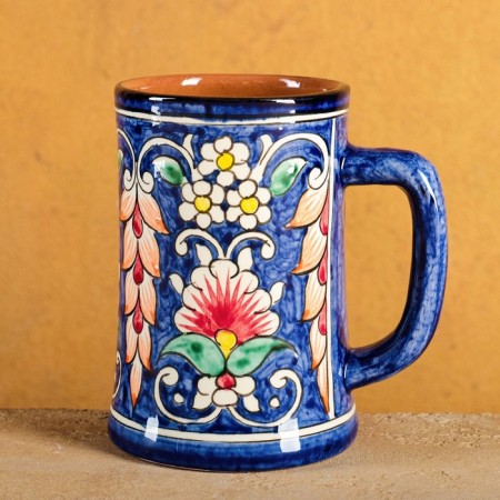 Mug Rishtan ceramics "Flowers", 500 ml, blue
