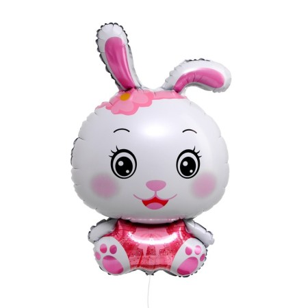Foil ball 32 "Cute bunny", pink color