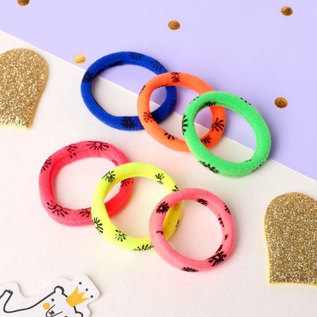Hair gum "Sport" (set 6 pcs) chamomile, 3.8 cm, mix-1