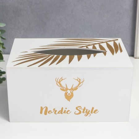 MDF box for napkins "Golden Deer" white 10x13x20 cm-2